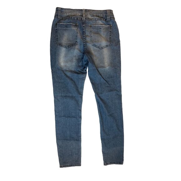 Elle Skinny Jeans Mid Rise Denim Stretch Cotton Blend Pockets Light Blue Size 8R - Picture 2 of 10